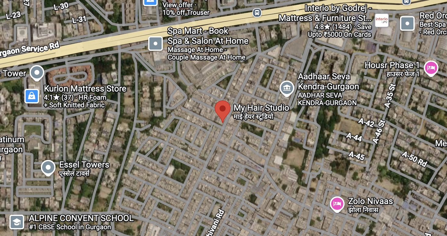 Satellite map showing My Hair Studio near Saraswati Vihar, Gurugram